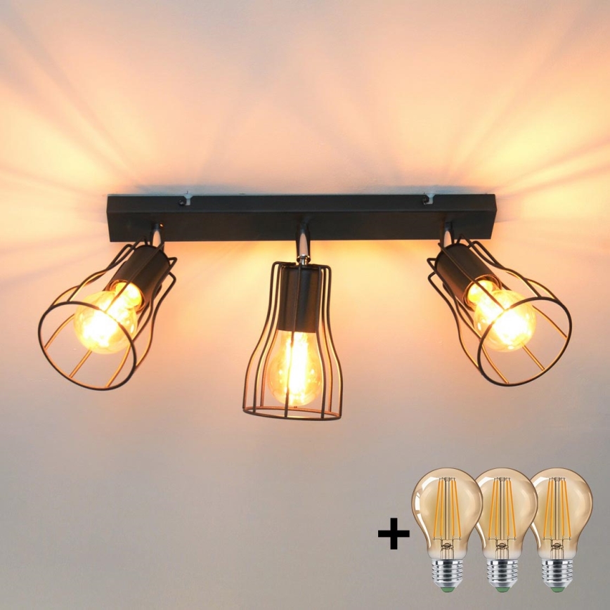 LED Starmetis TUBE II 3xE27/15W/230V melns