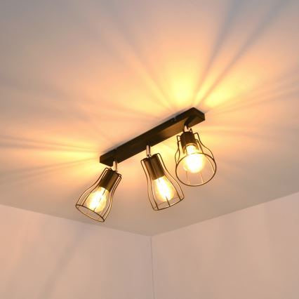 LED Starmetis TUBE II 3xE27/15W/230V melns