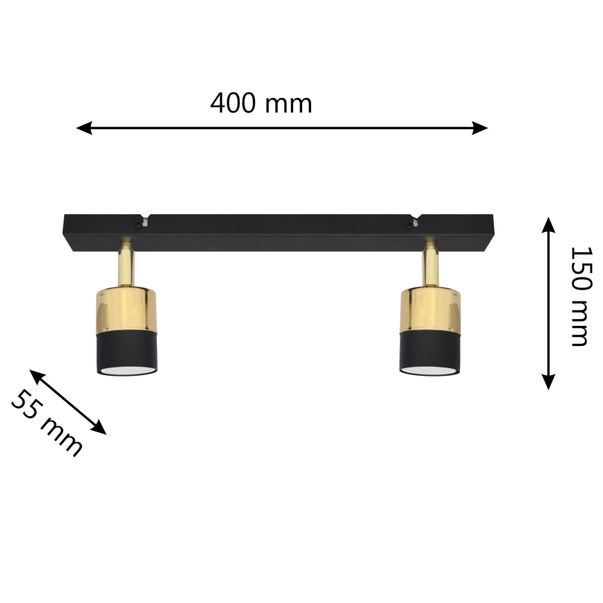 LED Starmetis TUBSSON 2xGU10/4,8W/230V melna/zelta