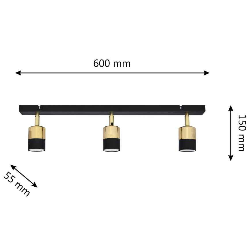 LED Starmetis TUBSSON 3xGU10/4,8W/230V melna/zelta
