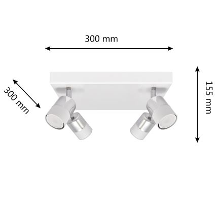 LED Starmetis TUBSSON 4xGU10/4,8W/230V balta/spīdīgi hromēts