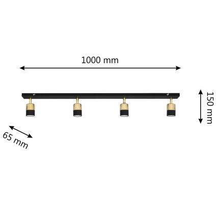 LED Starmetis TUBSSON 4xGU10/4,8W/230V melna/zelta