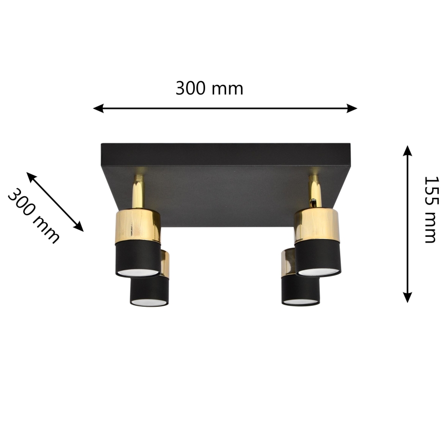LED Starmetis TUBSSON 4xGU10/4,8W/230V melna/zelta