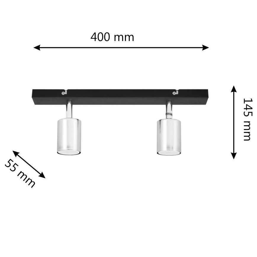 LED Starmetis TUNE 2xGU10/4,8W/230V matēts hroms/melna