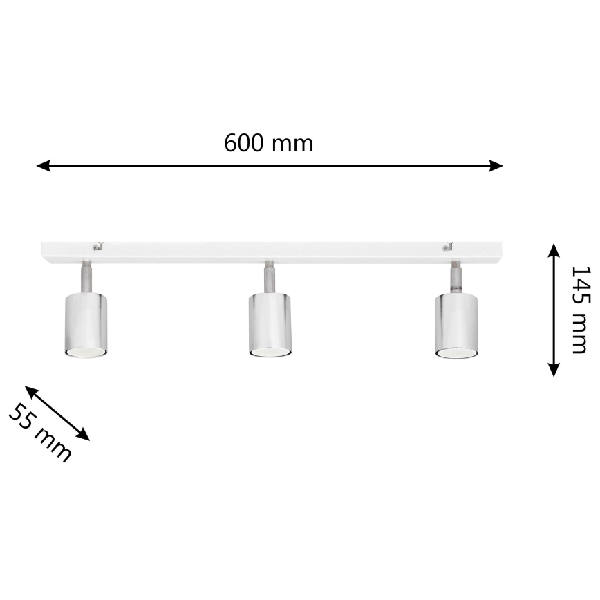 LED Starmetis TUNE 3xGU10/4,8W/230V matēts hroms/balta