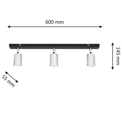 LED Starmetis TUNE 3xGU10/4,8W/230V matēts hroms/melna