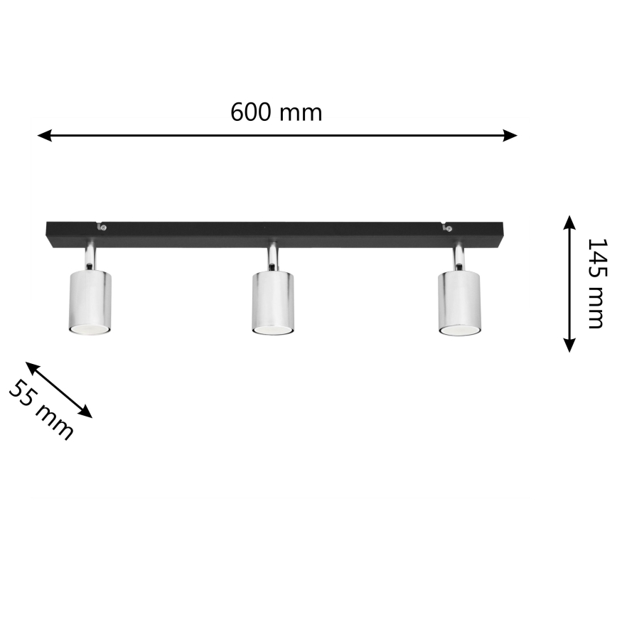 LED Starmetis TUNE 3xGU10/4,8W/230V matēts hroms/melna
