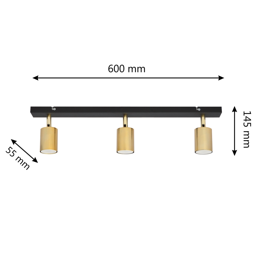 LED Starmetis TUNE 3xGU10/4,8W/230V zelta/melna