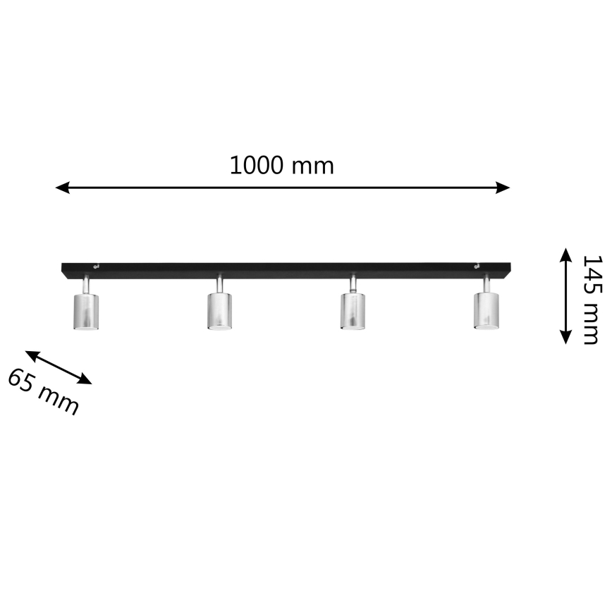 LED Starmetis TUNE 4xGU10/4,8W/230V matēts hroms/melna