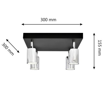 LED Starmetis TUNE 4xGU10/4,8W/230V matēts hroms/melna