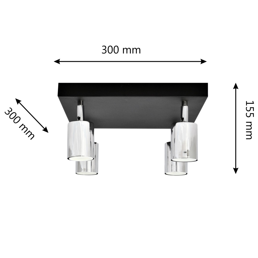 LED Starmetis TUNE 4xGU10/4,8W/230V matēts hroms/melna