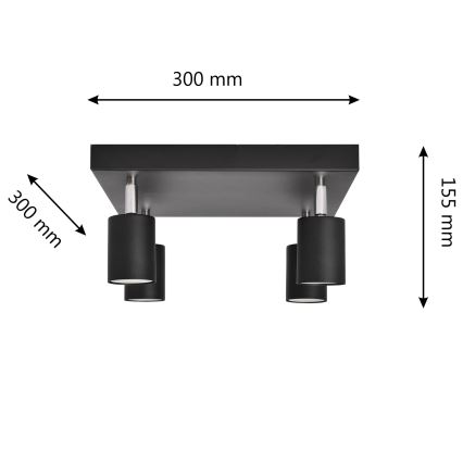 LED Starmetis TUNE 4xGU10/4,8W/230V melna