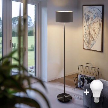 LED stāvlampa TUNJA 1xE27/20W/230V Ø 30 cm melna/taupe
