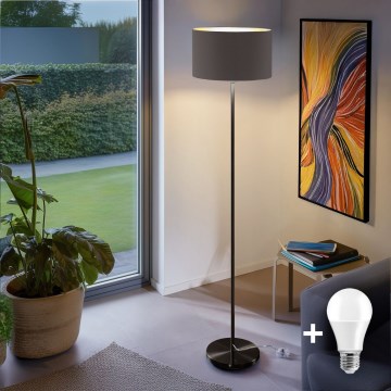 LED stāvlampa TUNJA 1xE27/20W/230V Ø 38 cm melna/taupe