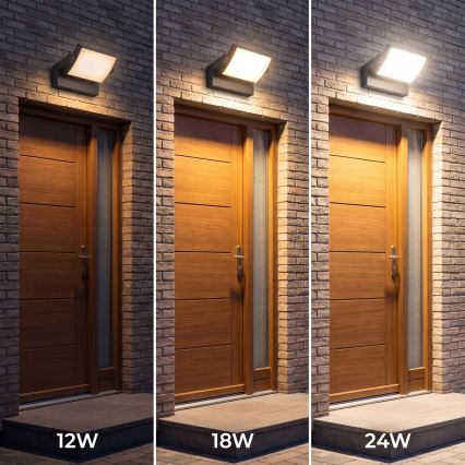 Dimējams LED āra sienas gaismeklis LED/12/18/24W/230V 3000/4000/6500K IP54 melns