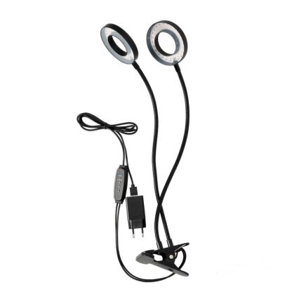 LED regulējama elastīga galda lampa ar skavu augu audzēšanai VITARO 2xLED/4W/230V melna