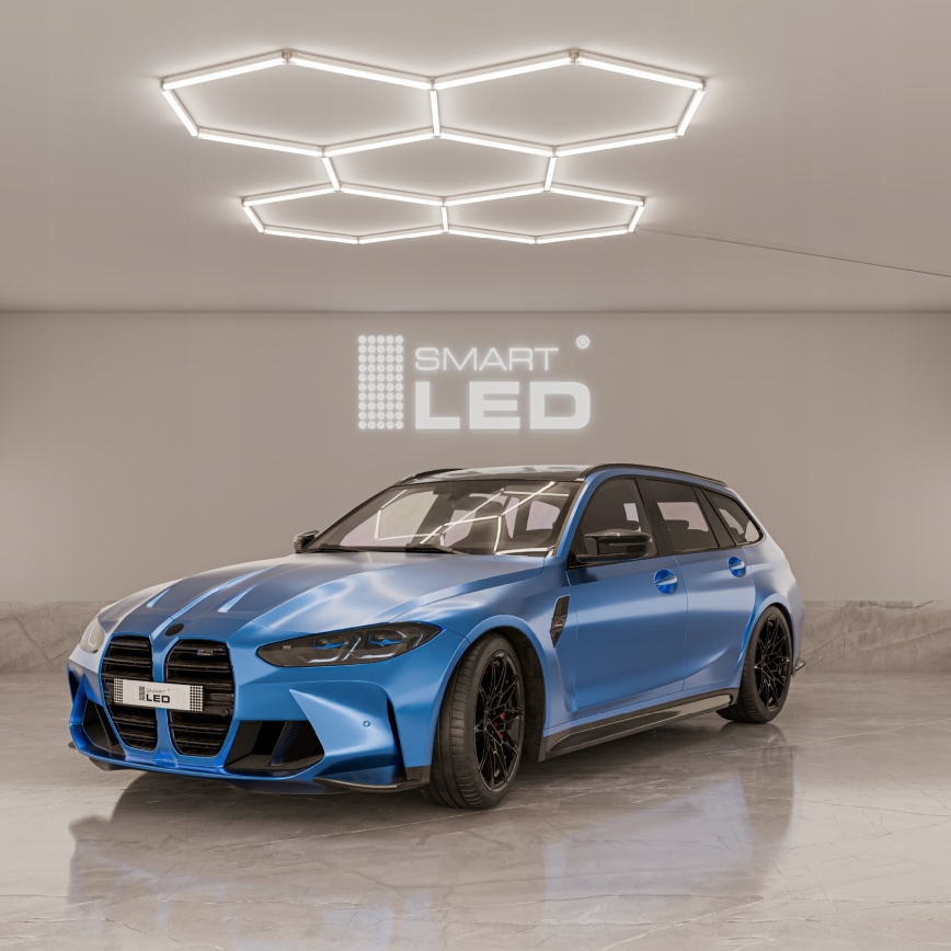 LED regulējams griestu gaismeklis HEXAGON LED/192W/85-265V 5000K 160x221 cm CRI 90 IP54 balts