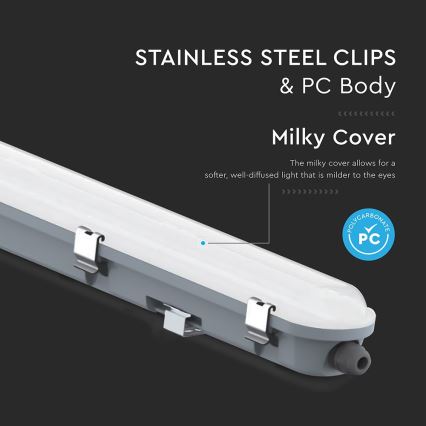 LED tehniskais fluorescējošais gaismeklis ar avārijas moduli LED/36W/230V 6500K IP65 2200 mAh 120 cm