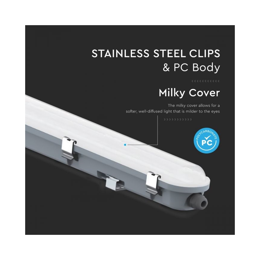 LED tehniskais lineārais gaismeklis ar avārijas moduli LED/48W/230V 6500K IP65 2200 mAh 150 cm