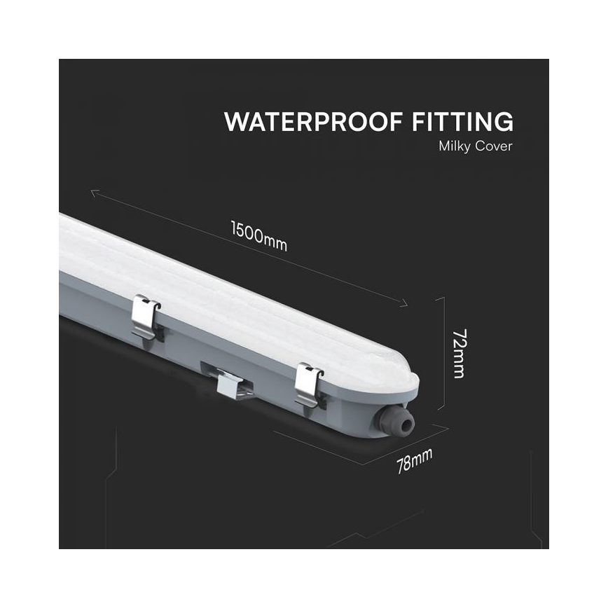 LED tehniskais lineārais gaismeklis ar avārijas moduli LED/48W/230V 6500K IP65 2200 mAh 150 cm