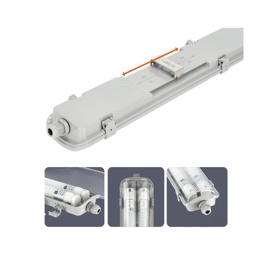 LED tehniskais T8 fluorescējošais gaismeklis 2xG13/18W/230V 5000K IP65 127 cm