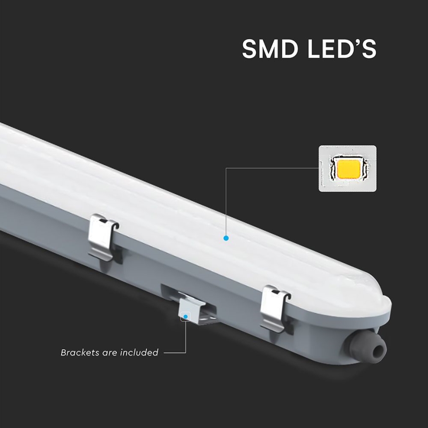 LED tehniskais cauruļveida gaismeklis ar kustības un krēslas sensoru LED/48W/230V IP65 4000K 150 cm