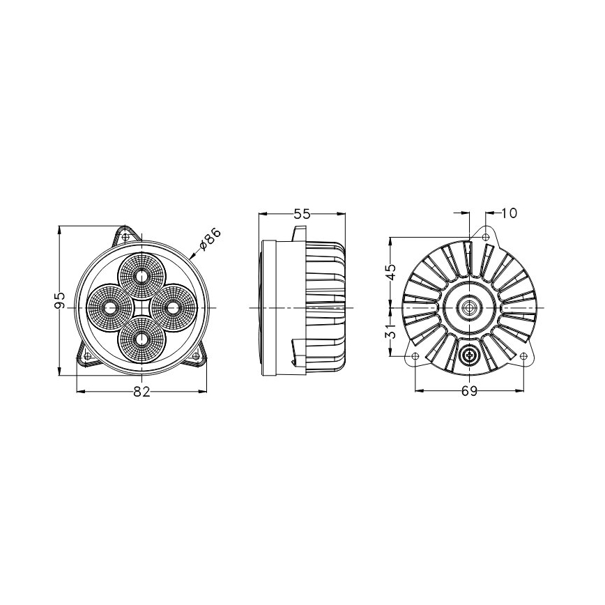 LED Traktora starmetis BLACK LED/20W/10-30V IP69 5700K apaļa