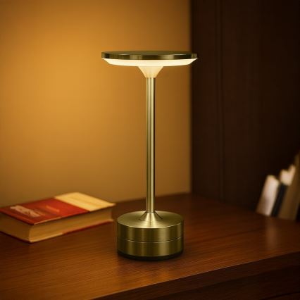 LED uzlādējama galda lampa ar skārienkontroli TAVOLO LED/2,5W/5V 2400 mAh 3000-6000K zelta