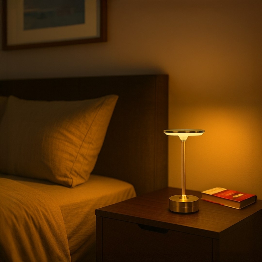 LED uzlādējama galda lampa ar skārienkontroli TAVOLO LED/2,5W/5V 2400 mAh 3000-6000K zelta