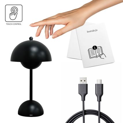 LED uzlādējamā galda lampa ar skārienvadību COSTA LED/3W/5V 2400 mAh 3000-6000K melna