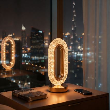 LED dimmējamā uzlādējamā galda lampa DUBAI LED/2W/5V 2700K/4000K/6500K 400 mAh zelta