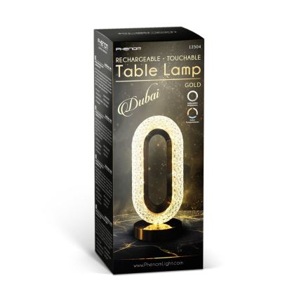 LED dimmējamā uzlādējamā galda lampa DUBAI LED/2W/5V 2700K/4000K/6500K 400 mAh zelta