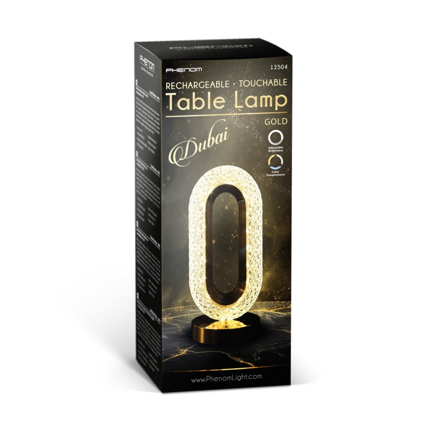 LED dimmējamā uzlādējamā galda lampa DUBAI LED/2W/5V 2700K/4000K/6500K 400 mAh zelta
