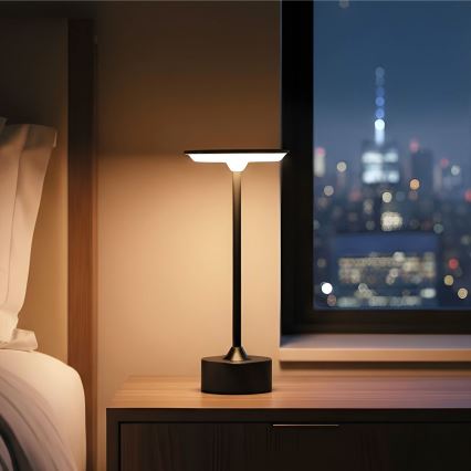 LED ar regulējamu spilgtumu uzlādējamā galda lampa NEW YORK LED/1,8W/5V 2700K/4000K/6500K 1200 mAh melna