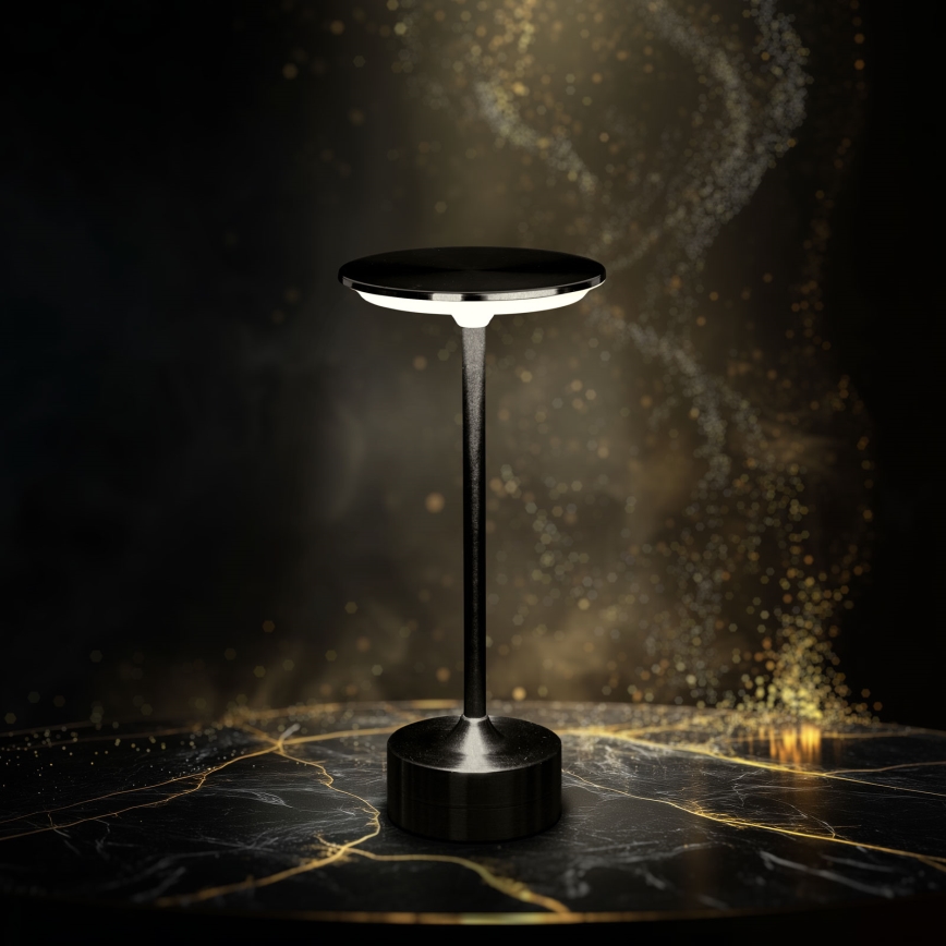 LED ar regulējamu spilgtumu uzlādējamā galda lampa NEW YORK LED/1,8W/5V 2700K/4000K/6500K 1200 mAh melna