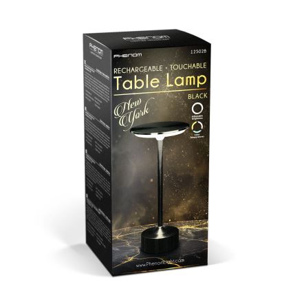 LED ar regulējamu spilgtumu uzlādējamā galda lampa NEW YORK LED/1,8W/5V 2700K/4000K/6500K 1200 mAh melna