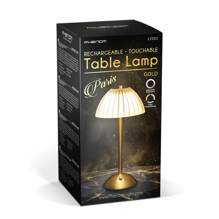 LED uzlādējamā galda lampa PARIS ar regulējamu spilgtumu LED/2W/5V 2700K/4000K/6500K 800 mAh zelta