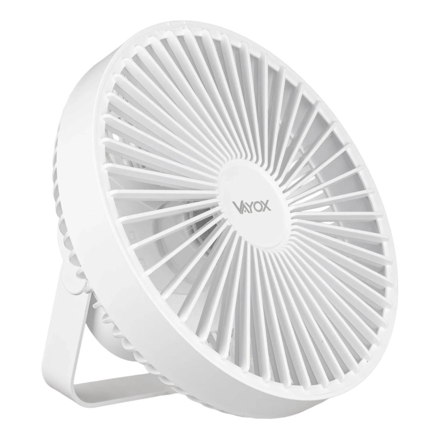 LED Uzlādējama galds ventilators ar LED apgaismojumu LED/2W/5V USB 2400 mAh balta