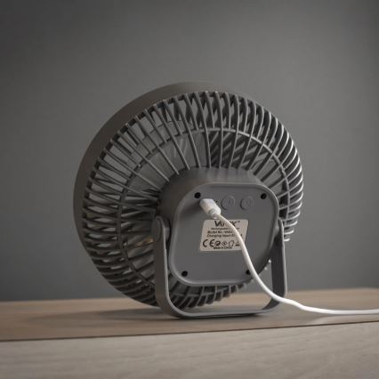 LED Uzlādējama galds ventilators ar LED apgaismojumu LED/2W/5V USB 2400 mAh pelēka