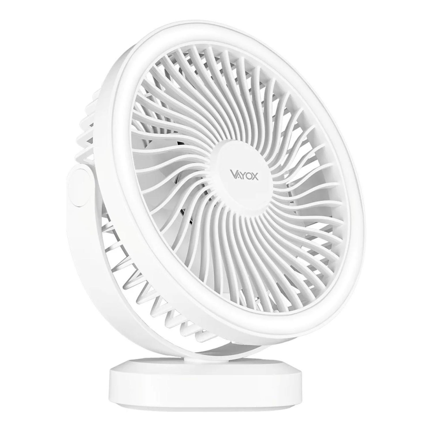 LED Uzlādējama galds ventilators ar LED apgaismojumu LED/3W/5V USB 2400 mAh balta