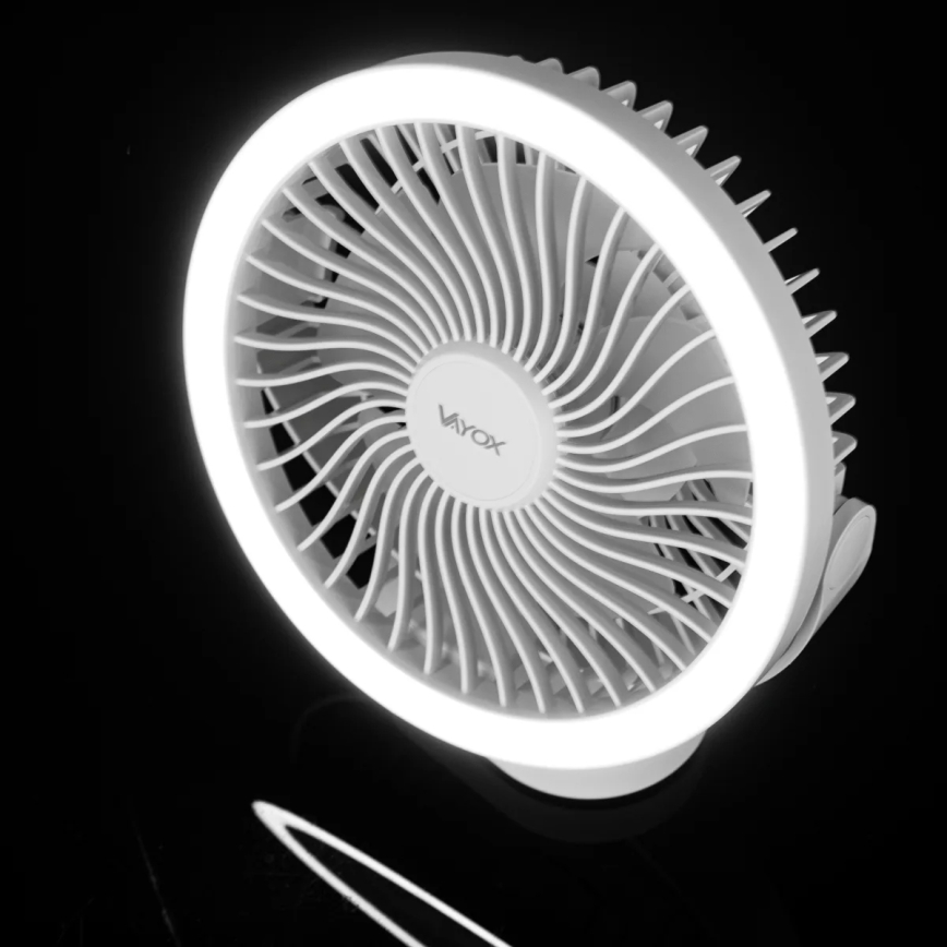 LED Uzlādējama galds ventilators ar LED apgaismojumu LED/3W/5V USB 2400 mAh balta