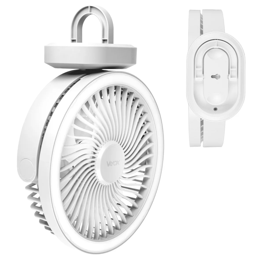 LED Uzlādējama galds ventilators ar LED apgaismojumu LED/3W/5V USB 2400 mAh balta