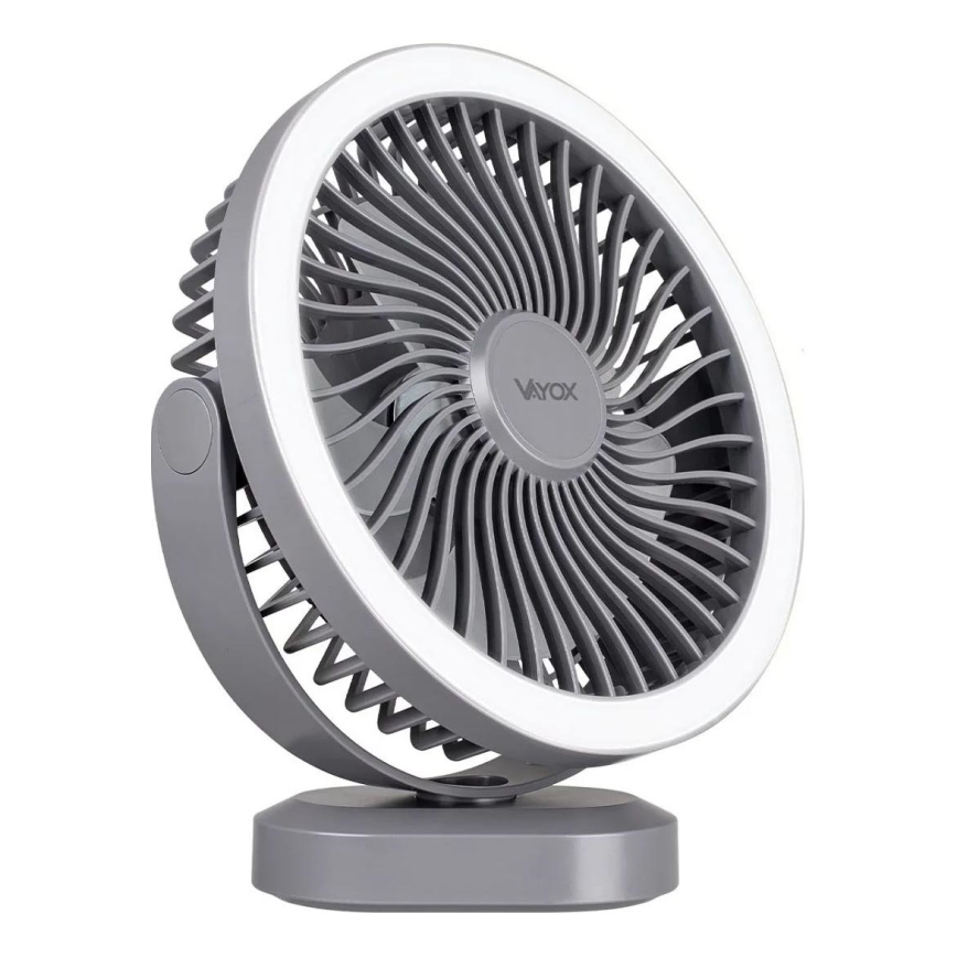 LED Uzlādējama galds ventilators ar LED apgaismojumu LED/3W/5V USB 2400 mAh pelēka