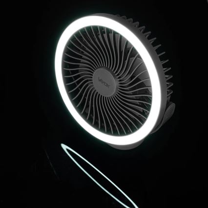 LED Uzlādējama galds ventilators ar LED apgaismojumu LED/3W/5V USB 2400 mAh pelēka
