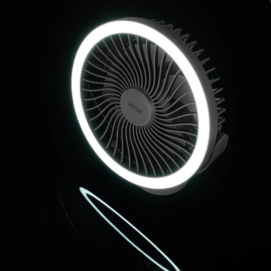 LED Uzlādējama galds ventilators ar LED apgaismojumu LED/3W/5V USB 2400 mAh pelēka
