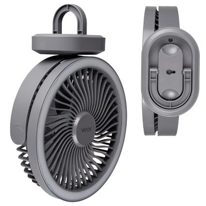 LED Uzlādējama galds ventilators ar LED apgaismojumu LED/3W/5V USB 2400 mAh pelēka