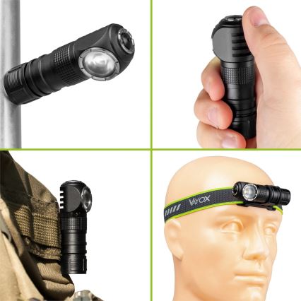 LED uzlādējama galvas lampa ar regulējamu spilgtumu un sarkano gaismu 3 vienā LED/10W/5V IP66 500 lm 800 mAh