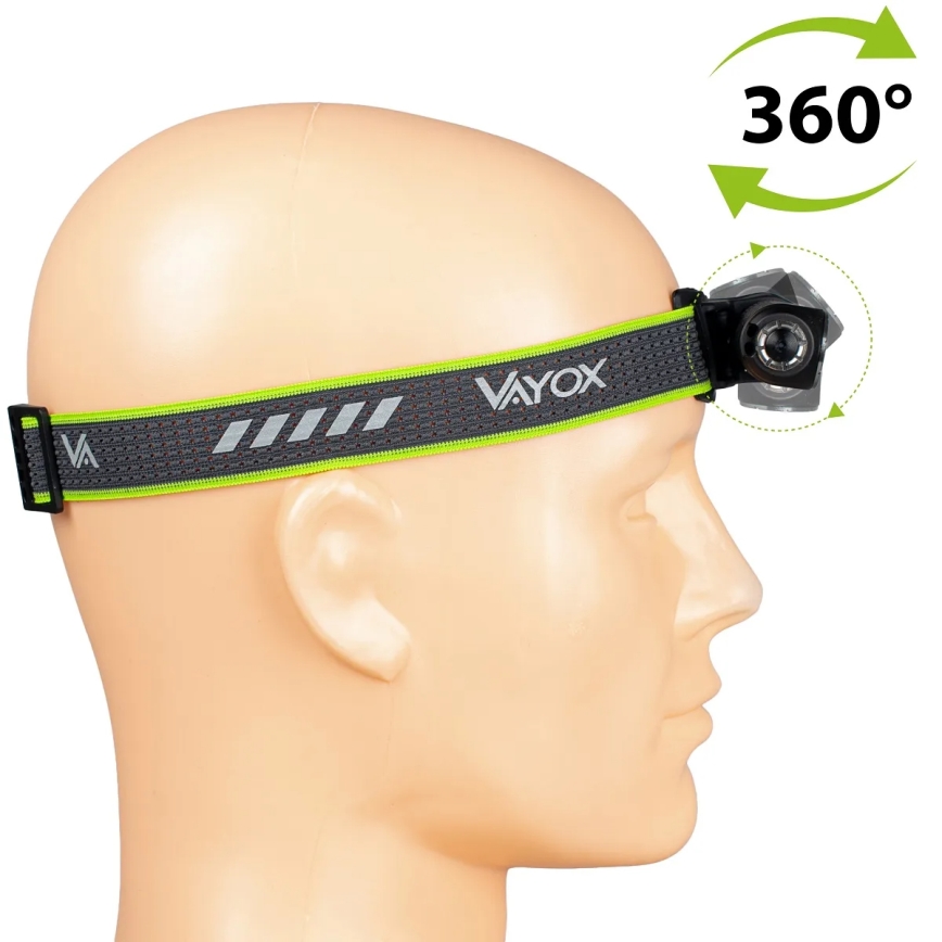 LED uzlādējama galvas lampa ar regulējamu spilgtumu un sarkano gaismu 3 vienā LED/10W/5V IP66 500 lm 800 mAh