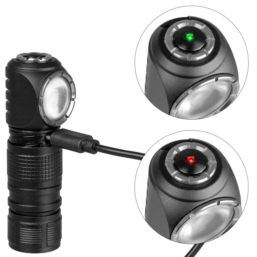 LED uzlādējama galvas lampa ar regulējamu spilgtumu un sarkano gaismu 3 vienā LED/10W/5V IP66 500 lm 800 mAh