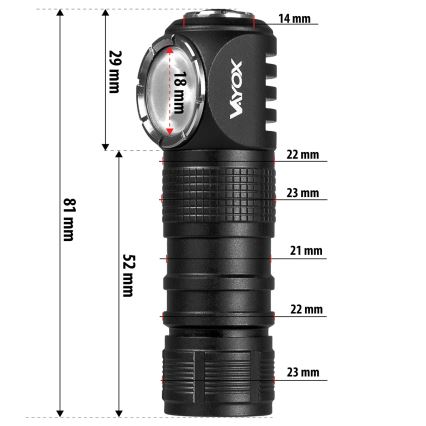 LED uzlādējama galvas lampa ar regulējamu spilgtumu un sarkano gaismu 3 vienā LED/10W/5V IP66 500 lm 800 mAh